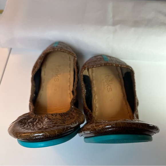 Tieks Women's Italian Leather Brown Croc Ballet Flats - Office 01 - Picture 10 of 15